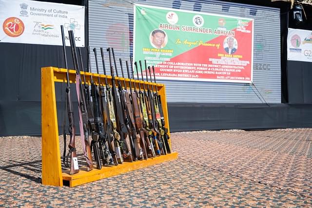 Airguns and firearms surrendered at Basar village in Lepa-Rada district in December last year.