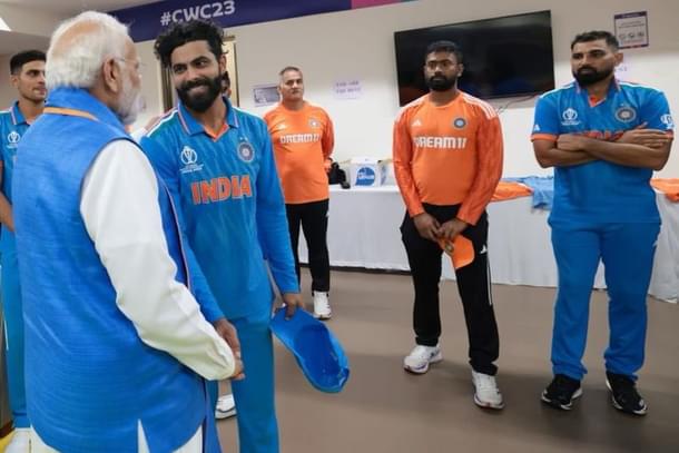 PM Modi with Indian players after Cricket World Cup final loss