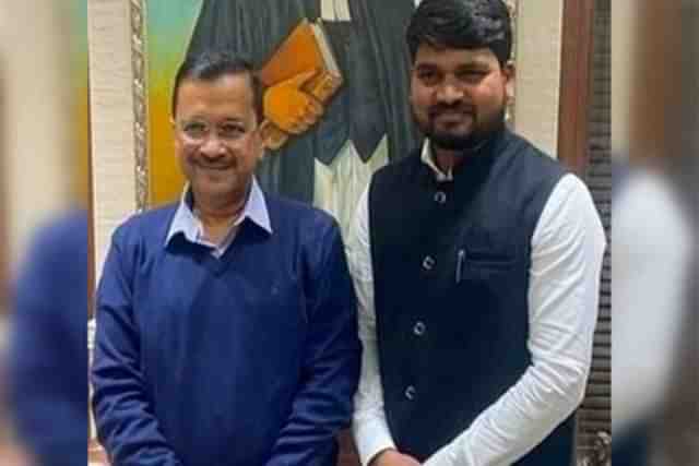 AAP MLA Chaitar Vasava With Arvind Kejriwal.