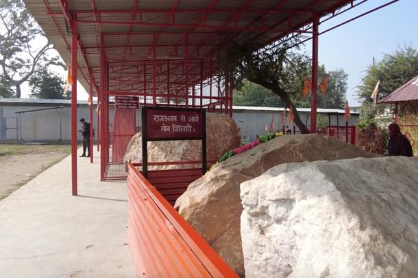 Rocks from Rajasthan kept for murti-sculpting