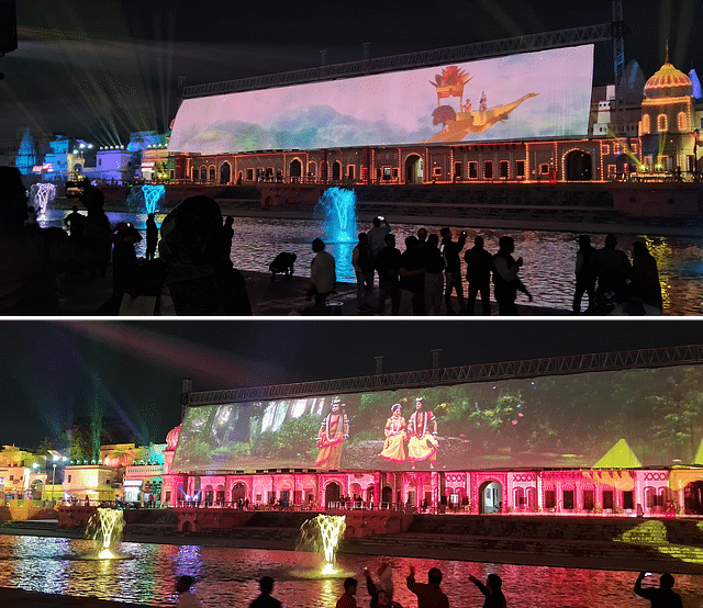 The light and music show portraying the holy Ramayana at Ram ki Paidi. 