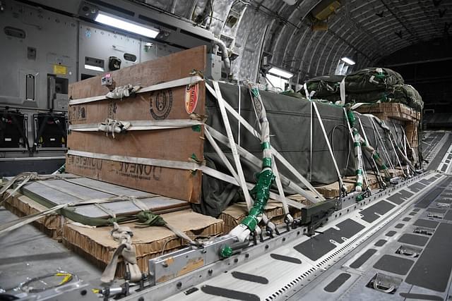ADRDE developed platform inside the C-17 Globemaster-III cargo bay. (Picture via X @@hqwaciaf)