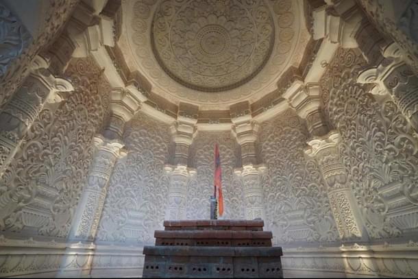 The current progress of the garbhagriha, where the idol of Sri Rama Lalla will be placed. (Photo: Shri Rama Janmabhoomi Teerth Kshetra)