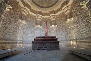 The octagonal garbhagriha being finished with white makrana marble