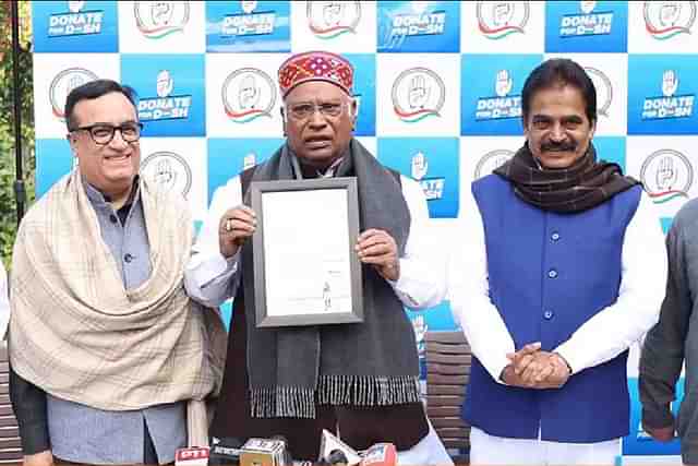 Congress president Mallikarjun Kharge (Centre), KC Venugopal (Right)