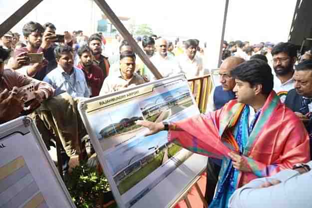 Civil Aviation Minister Jyotiraditya Scindia at the Rajahmundry airport ceremony