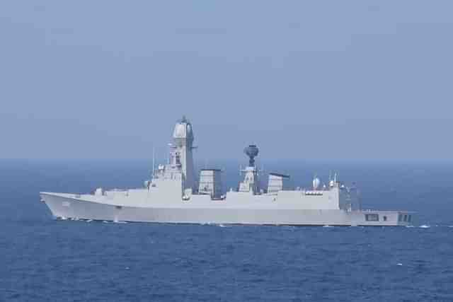 INS Chennai (D65) during an exercise in the Indian Ocean.