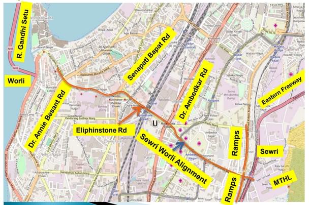 Proposed Alignment of Sewri-Worli Elevated Connector  (MMRDA)