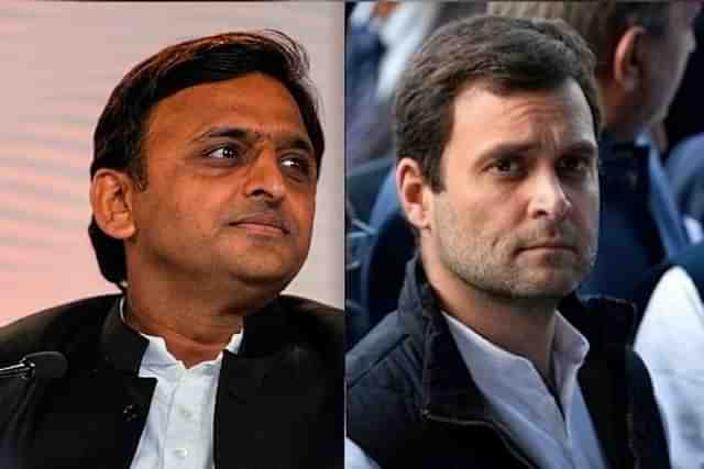 SP leader Akhilesh Yadav (left) and INC leader Rahul Gandhi.