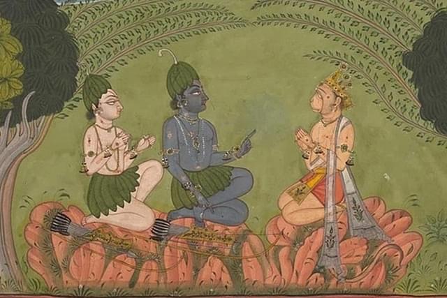 Ram and Lakshaman meeting Hanuman (Pahari Art)