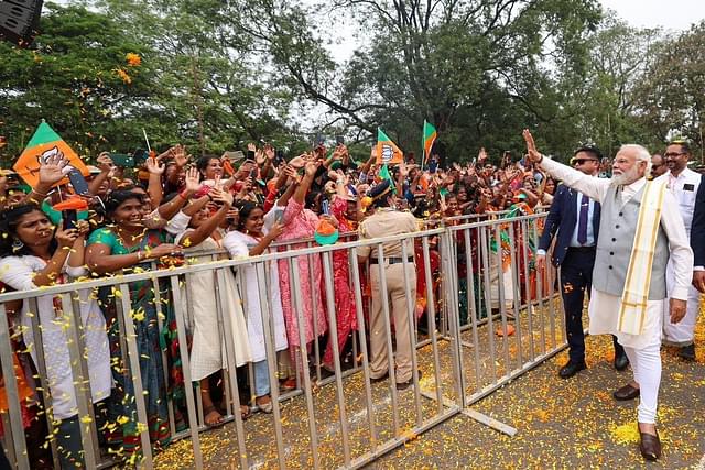 Prime Minister Narendra Modi at the Thrissur rally. 
