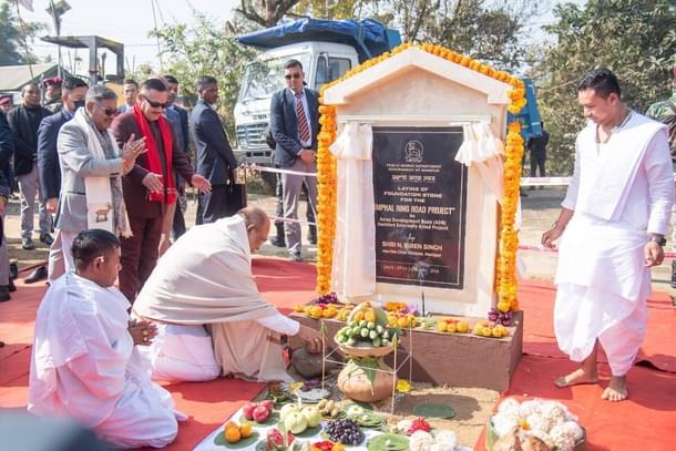 Manipur Chief Minister N Biren Singh launches the Imphal Ring Road project. Source: X/ @NBirenSingh