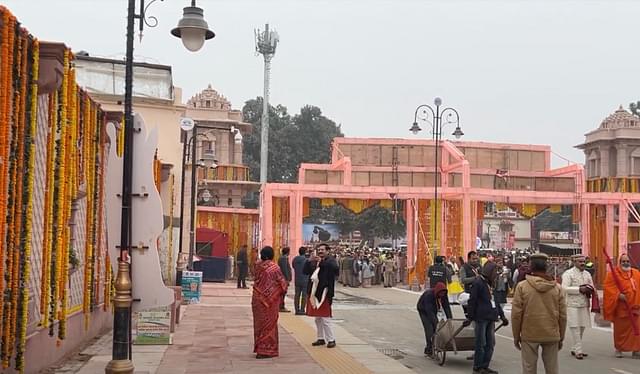 A view of the temple premises after passing through the above gate