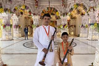 Tiruvarur V. Prakash Ilaiyaraja and his son, Kavin Prakash at the Ram Mandir