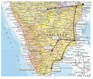 Ennore-Thiruvallur-Bengaluru-Puducherry-
Nagapattinam-Madurai-Tuticorin natural gas
pipeline