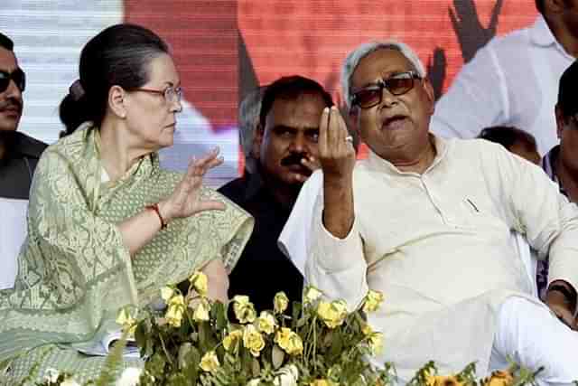 Bihar Chief Minister Nitish Kumar with Sonia Gandhi.