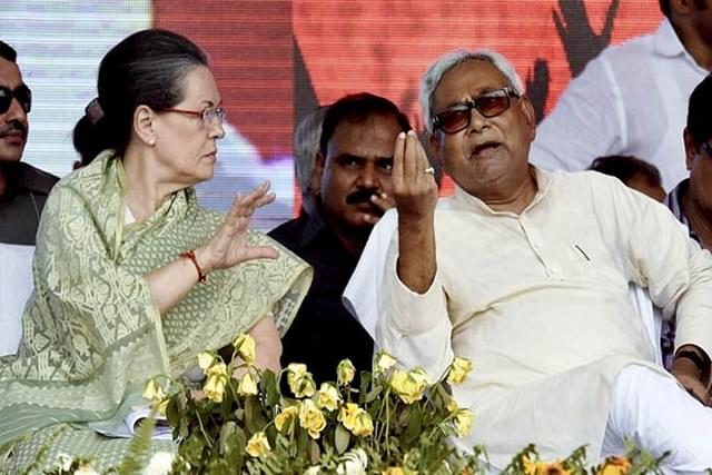 Bihar Chief Minister Nitish Kumar with Sonia Gandhi.