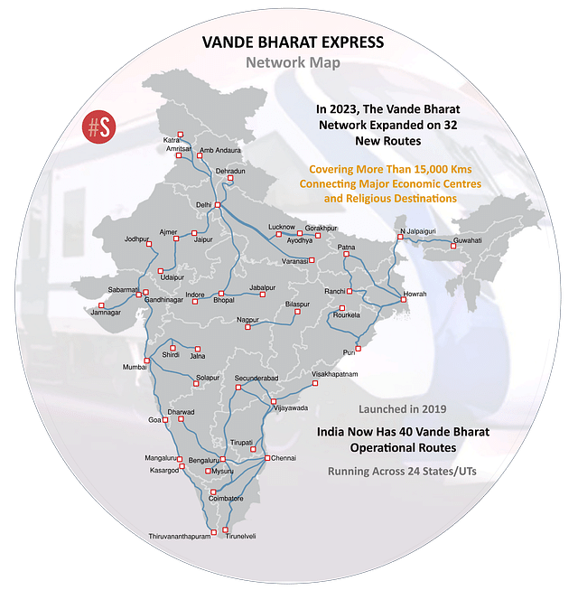 The Vande Bharat operational network. (Source: Swarajya)