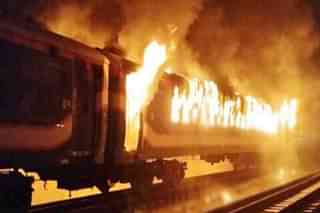 Benapole Express that was set ablaze. (Source: X)
