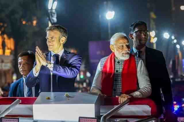 French President Emmanuel Macron with PM Modi