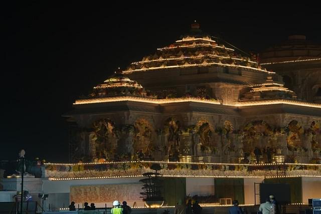 Ayodhya Ram Mandir At Night. Source: X