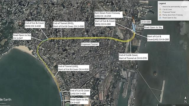 Proposed Underground Road Connectivity From Eastern Freeway-Orange Gate to Coastal Road at Marine Drive (Google Earth)