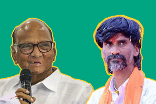 Several former associates of Maratha Reservation activist Manoj Jarange (on the right) have alleged that he has been organising protests on the behest of Nationalist Congress Party (Sharad Pawar) chief Sharad Pawar (on the left)