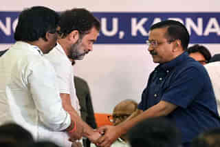 Delhi CM Arvind Kejriwal with Congress Leader Rahul Gandhi