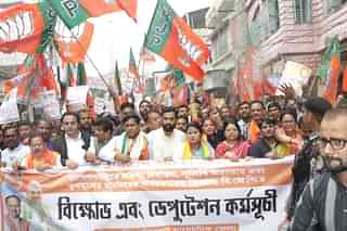 BJP workers during the protest in West Bengal. Source: X