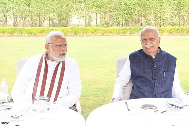 PM Modi with veteran BJP leader L K Advani