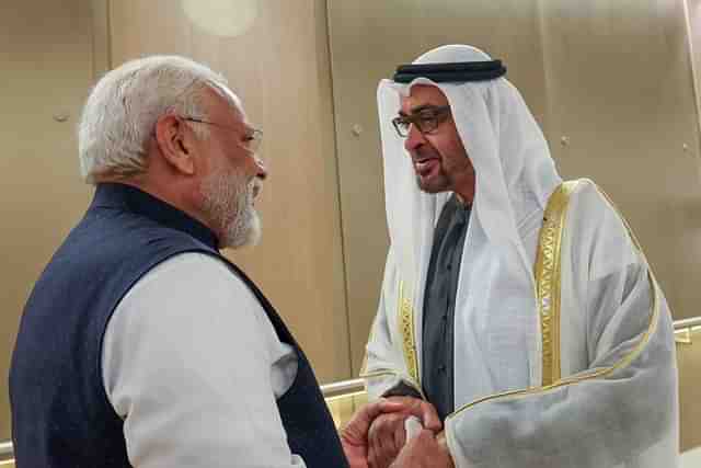 Prime Minister Narendra Modi with UAE President Sheikh Mohamed bin Zayed Al Nahyan