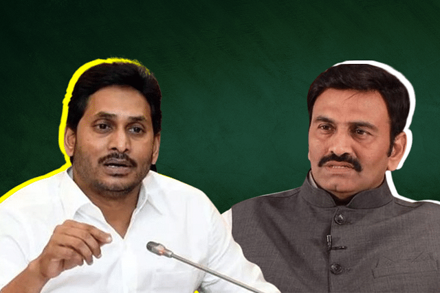 Andhra CM Jagan Mohan Reddy (L) and Raghu Ram Krishna Raju (R).