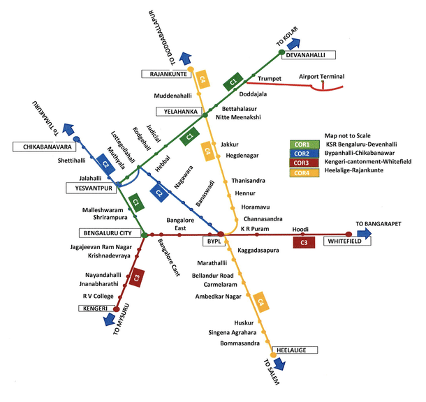 Bengaluru Suburban Rail Project Route (K-RIDE)