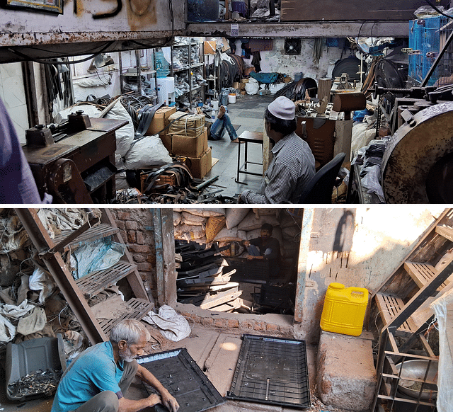 Plastic recycling and leather industries inside Dharavi. (Ankit Saxena/ Swarjya)
