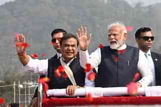 Himanta Biswa Sarma with PM Narendra Modi in Guwahati, Assam