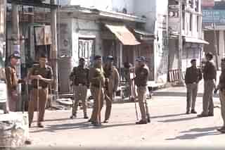Security forces deployed in Haldwani (Still from ANI video)