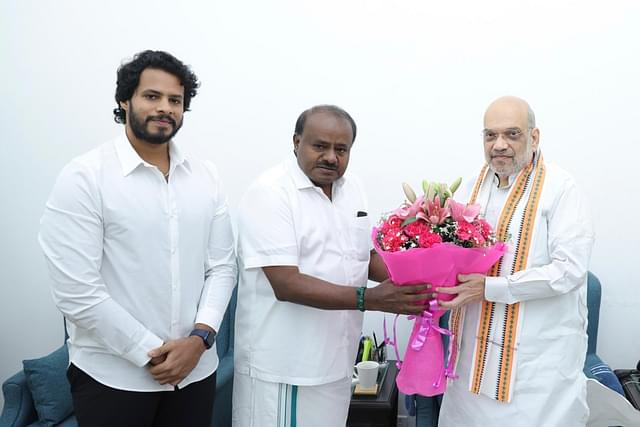 JD(S) Chief H D Kumaraswamy with Union Home Minister Amit Shah