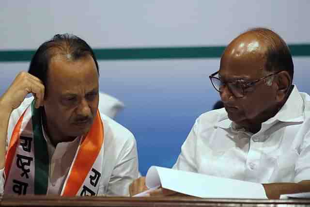 Sharad Pawar and his nephew Ajit Pawar. 
