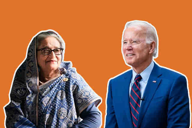 US President Joe Biden and Ex-Bangladesh PM Shiekh Hasina. 