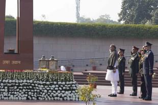 Defence Minister Rajnath Singh with the Service Chiefs.