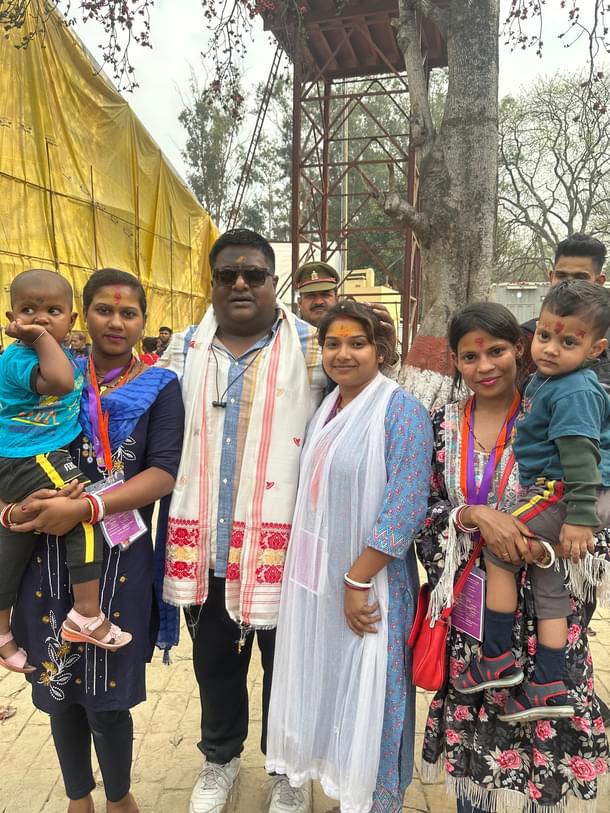 Maji with Pooja Sardar (extreme left) and Tumpa Dutta (extreme right)