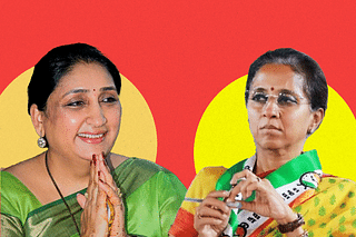 Sunetra Pawar, Deputy Chief Minister Ajit Pawar's wife and NCP's Lok Sabha candidate from Baramati (on the left), Supriya Sule, daughter of Sharad Pawar and the incumbent NCP's (Sharad Pawar) Member of Parliament from Baramati (on the right)