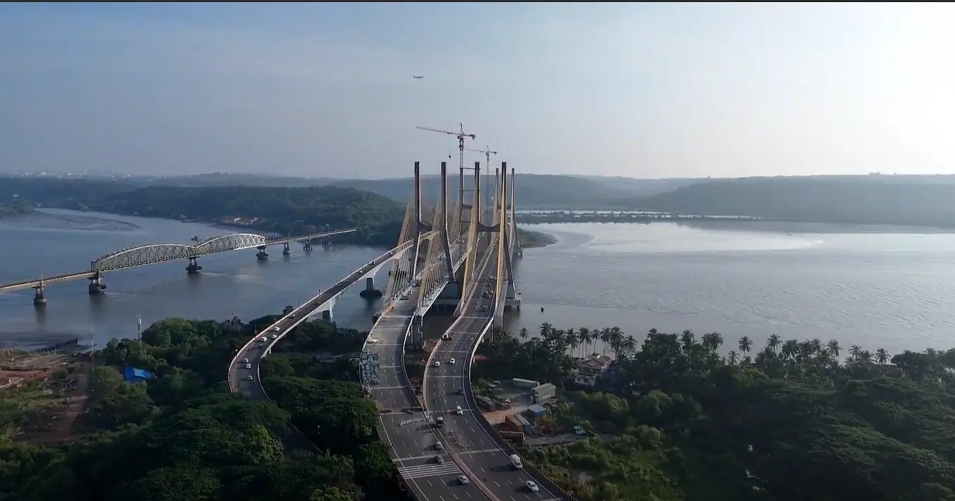 The new cable stayed Zuari Bridge.