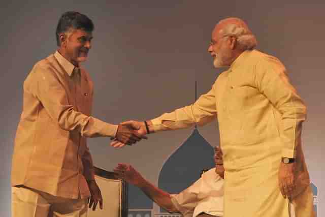 PM Narendra Modi and Chandrababu Naidu (Representative Image) (Sonu Mehta/Hindustan Times via Getty Images)