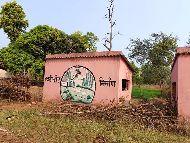 A goat shed in the village sponsored by the local administration.