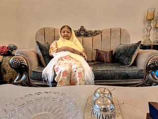 Maharani Madhvi Devi, seated at her residence in Raipur. Prabal is her son. 