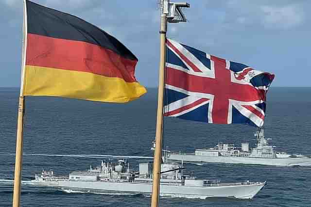 The German and British flags.