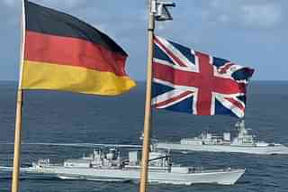 The German and British flags.