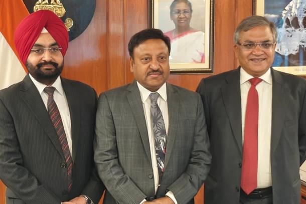 CEC Rajiv Kumar with two newly-appointed Election Commissioners, Gyanesh Kumar and Sukhbir Singh Sandhu