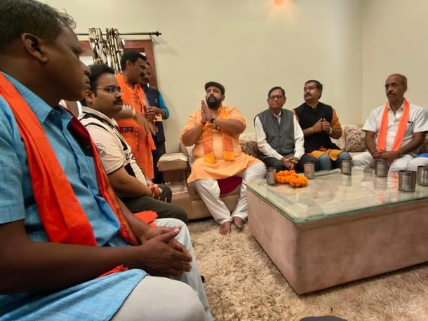 Being welcomed by his supporters in Dharamjaigarh.